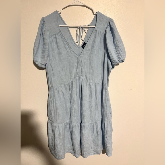 GAP Dresses & Skirts - Gap Crinkle Gauze Puff Sleeve Tiered Mini Dress Size L